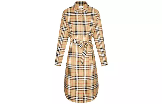 Платье Burberry с длинными рукавами, коричневый