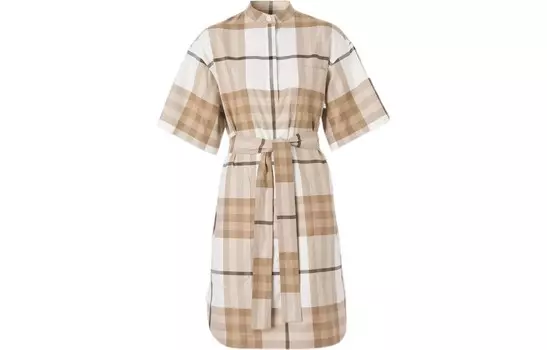 Платье Burberry с короткими рукавами, белый / коричневый