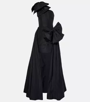 Платье-бюстье из тафты с бантом Elie Saab, черный