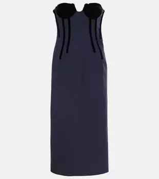 Платье-бюстье миди Anemone из смесовой шерсти Sportmax, цвет blu notte