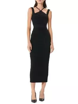 Платье-бюстье с бретелькой на шее Herve Leger, черный