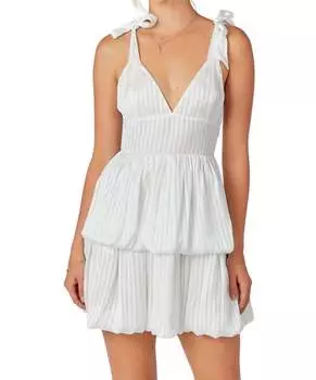 Платье-бюстье с двойным подолом и сборками белого цвета BABY PINK