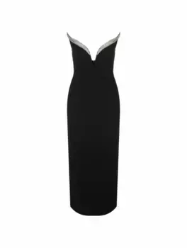 Платье-бюстье с кристаллами David Koma, черный