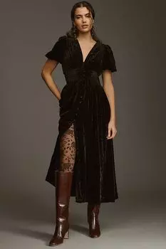 Платье By Anthropologie The Katerina Button-Front Dress, черный