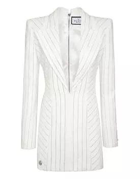 Платье Cady Superfitted в полоску с кристаллами PHILIPP PLEIN, белый