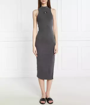 Платье CALVIN KLEIN JEANS WASHED RIB LABEL, цвет grafite