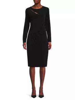 Платье Calvin Klein с вырезами и рюшами, черный