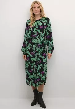 Платье Camisero Kaffe BPFELICIA, черно-зелено-фиолетовые цветы