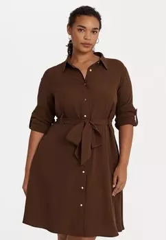 Платье Camisero Lauren Ralph Lauren KARALYNN LONG SLEEVE CASUAL DRESS, коричневая береза