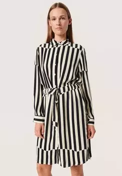 Платье Camisero Soaked in Luxury SLMOLLY LS, неравномерный бежевый принт в полоску