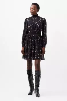 Платье Carina Georgette с высоким воротом French Connection, черный