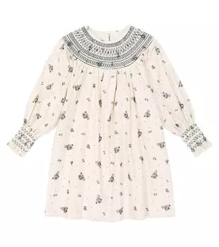 Платье carla из хлопкового вельвета с цветочным принтом C'Era Una Volta, белый