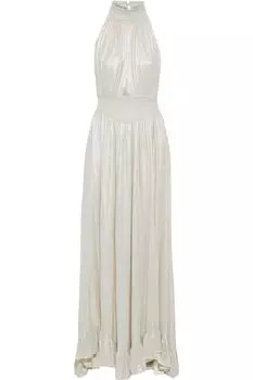 Платье Carly из ламе со сборками и вырезами RETROFTE, платиновый