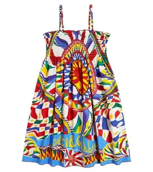 Платье Carretto из хлопкового поплина Dolce&Gabbana, разноцветный