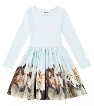 Платье Casie из смесового хлопка в рубчик Molo, мультиколор