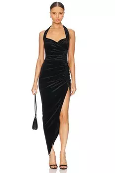 Платье cayla из бархата с боковой драпировкой Norma Kamali, черный