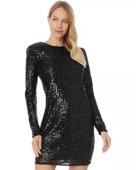 Платье CeCe L/S Fitted Crew Neck Boxy Shoulder Dress 060, цвет Rich Black