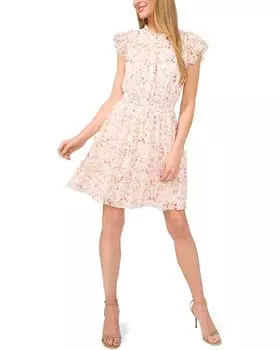 Платье CeCe Short Smocked Waist Dress With Ruffle Front, цвет New Ivory