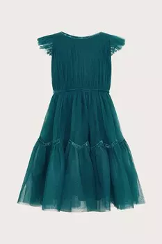 Платье Charlize из тюля с рукавами крылышками Monsoon, зеленый