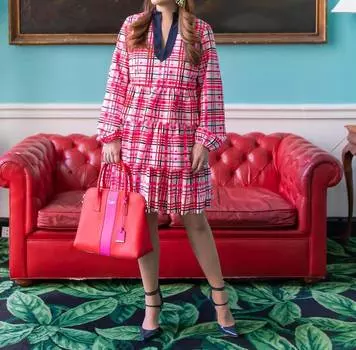 Платье Charlotte Plaid в розово-красном цвете Sail to Sable