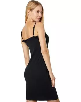 Платье Chaser Linen Rib Ruffle Cami Bodycon Dress, реальный черный