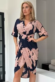 Платье челси и короткими рукавами Girl In Mind, синий