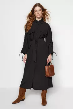 Платье - Черное - Платье-рубашка Trendyol Modest, черный