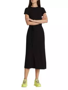 Платье Chiara с завязками на талии в рубчик Splendid, черный