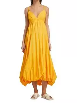 Платье Cinq À Sept Effie миди с двумя тонкими бретельками, желтый
