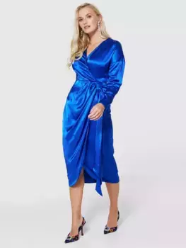 Платье Closet London Satin Wrap, цвет royal blue