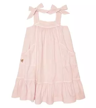 Платье Clover Utility из хлопка и льна Zimmermann Kids, розовый