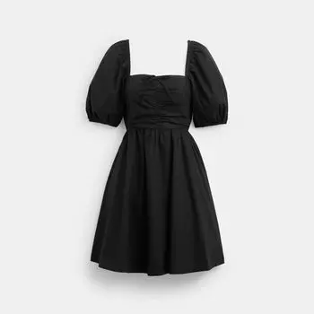 Платье Coach Short Dress With Puff Sleeves, черный