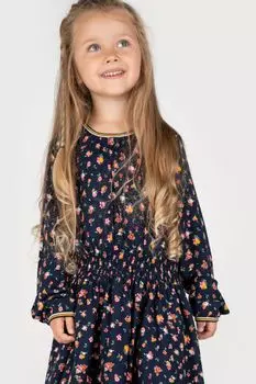 Платье Coccodrillo темно-синий расклешенный с цветочным принтом