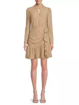 Платье Collective Concepts с рюшами и каплевидным вырезом, золотой