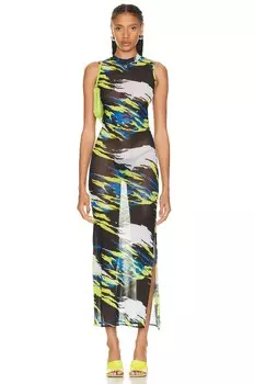 Платье Coperni Moto Print Mesh, цвет Multicolour