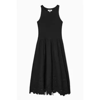 Платье COS Sleeveless Broderie Anglaise Midi, черный
