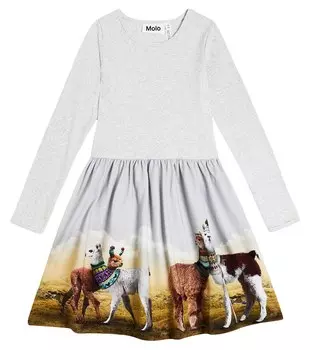 Платье Credence из смесового хлопкового джерси с принтом Molo, серый