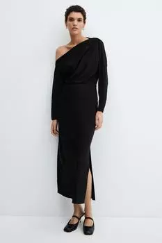 Платье Cris с открытым плечом Mango, черный
