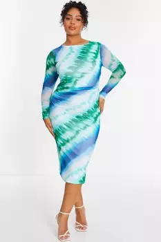 Платье Curve Blue Ombre Mesh Midaxi QUIZ Clothing