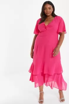 Платье Curve Pink из шифона Midaxi QUIZ Clothing