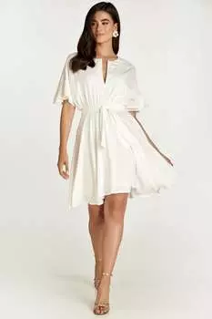 Платье цвета экрю с рюшами на рукавах Conquista, экрю