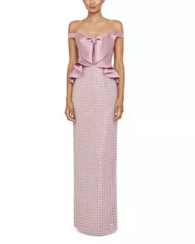 Платье Cynthia с драпированным бантом на лифе Theia, фиолетовый