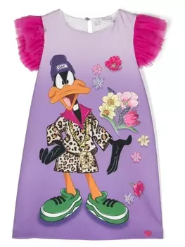 Платье Daffy Duck с графичным принтом Monnalisa, фиолетовый