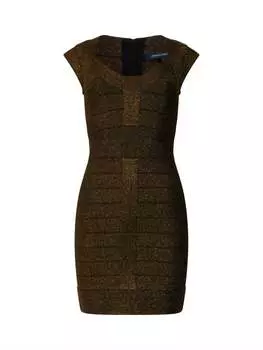 Платье Danni Crepe с короткими рукавами в черном бронзовом цвете French Connection