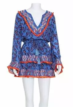 Платье Daphne в синем пейсли TAJ by SABRINA CRIPPA