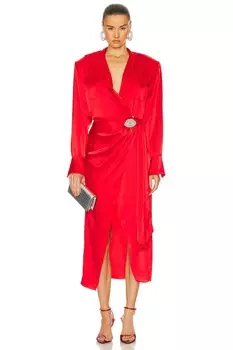 Платье David Koma Crystal Lip Wrap, цвет Red & Silver