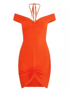 Платье David Koma с открытыми плечами, оранжевый