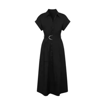 Платье Deep Breath с поясом, черный