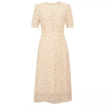 Платье Deep Breath с пышными рукавами и цветочным принтом, абрикосовый