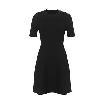 Платье Deep Breath с вертикальными металлическими пряжками и эполетами, черный